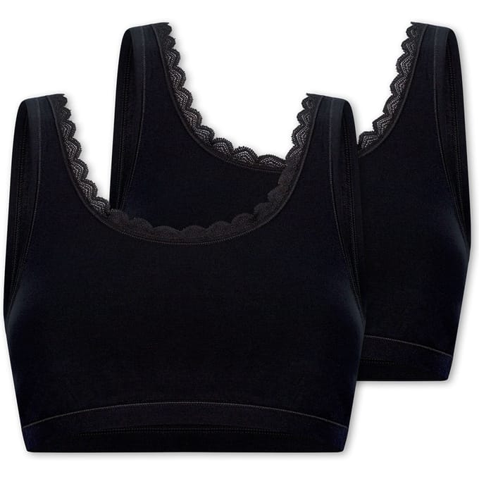 Uncover by Schiesser - 2PACK Bustier Cotton Lace - Dames - zwart