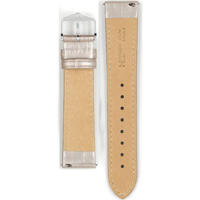 Hirsch Duke Metallic Lederen Horlogeband - Zilverkleurig - 20mm