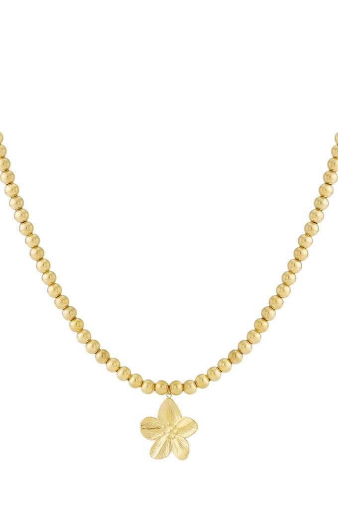 Bijoutheek Collier Ballen Hol Bloem Goud