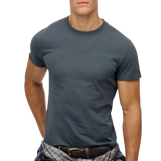 Superdry Essentieel EMB-T-Shirt Met Logo, Grijs