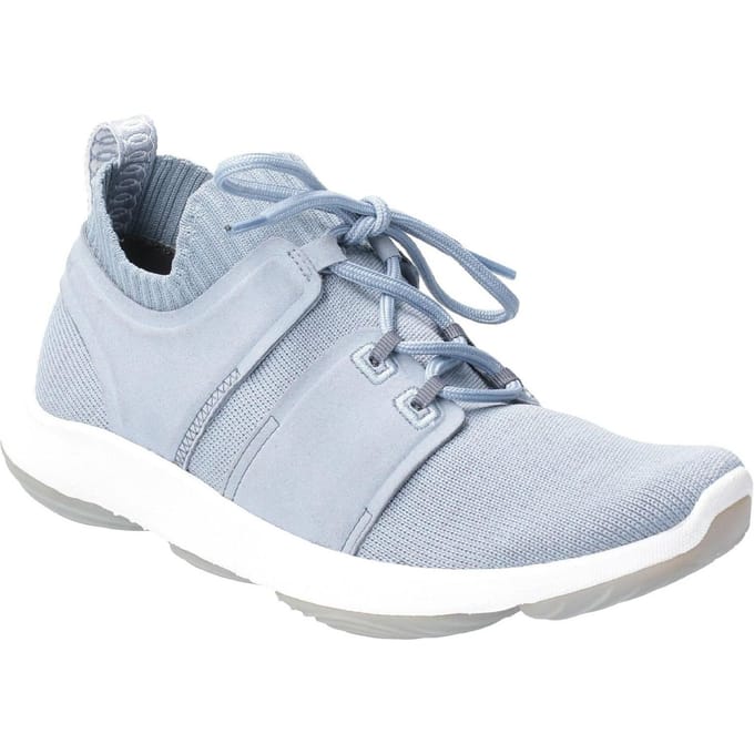Hush Puppies Womens World BounceMax Lace Up Trainer (Stofblauw)