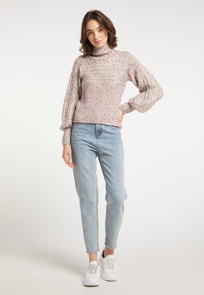 Mymo Gebreide trui Dames grijs/roze