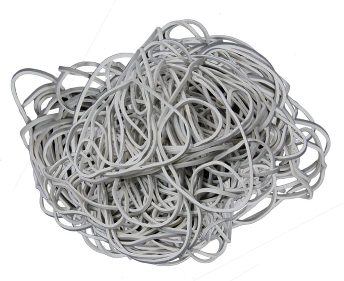1 kg - Elastiek - wit - diameter 90mm - breedte 1,5mm - in zak - ca 1500 stuks