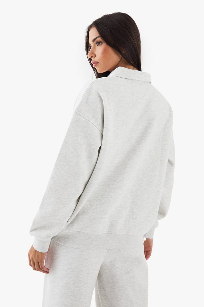 Dames DSGN Studio Sweatshirt met Kraag Oversized | Asgrijs | Maat: Medium