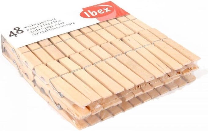 Wasknijpers hout 48 stuks