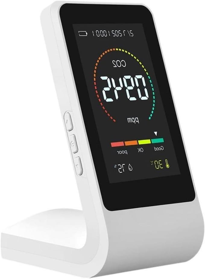 Luchtkwaliteit Monitor - CO2 Meter - Binnenklimaat Meten - Real-time Alarm - 14.3 cm - Wit