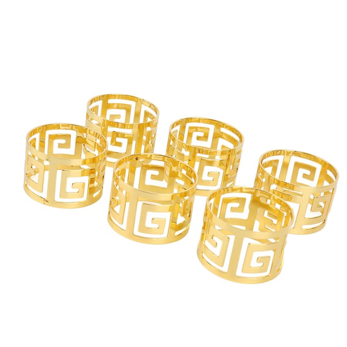6 stuks Servetring Set Galvaniseren Goud Holle Servetringen Gespen voor Diner Jubileum beige
