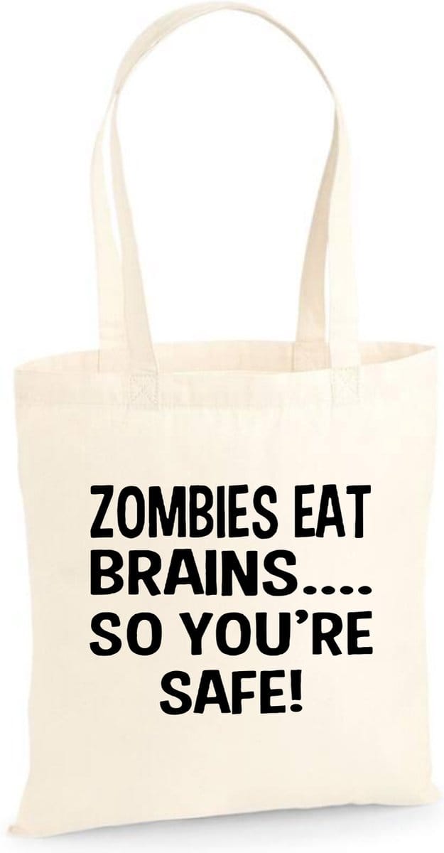 Linnen tas Zombies eat brains you’re safe One Size