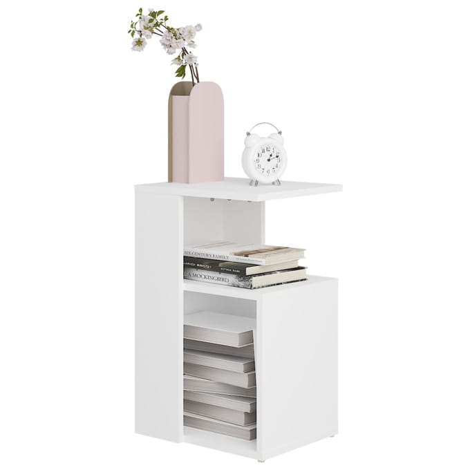 vidaXL - Bijzettafel - 36x30x56 - cm - bewerkt - hout - wit