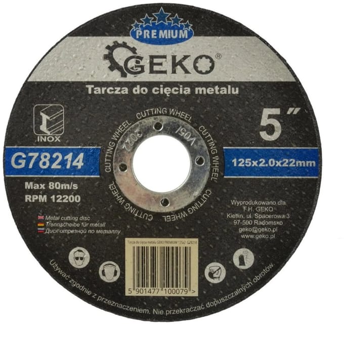 GEKO Metaalschijf - Corundum - Versterkt - 125 mm - 2 mm dikte - 10 stuks