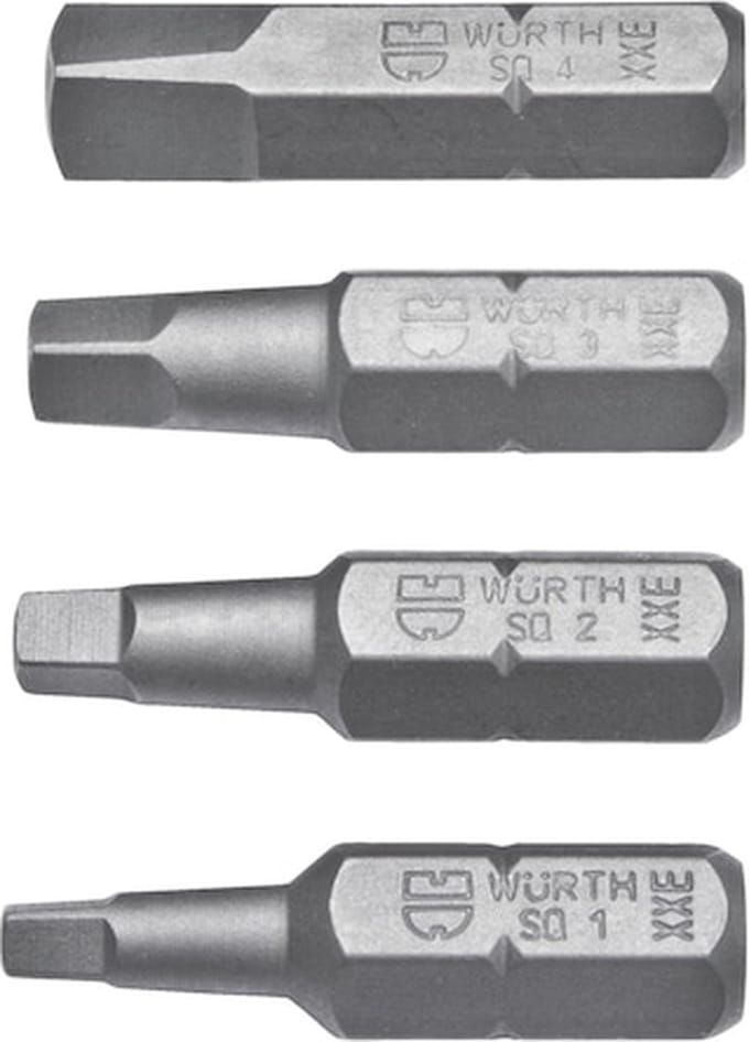 Wurth - Assortiment vierkante bits, 4-delig - Assortiment vierkante bits, 4-delig x 1 st -