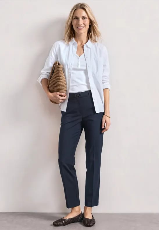 Slim Leg broek met gespdetails