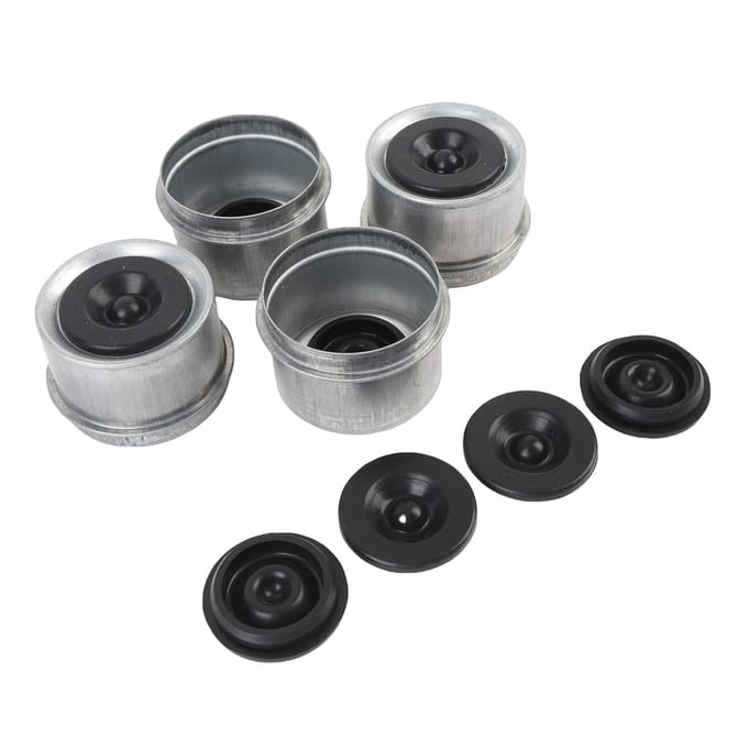 1.98in Stofkap voor aanhangeras met 4 rubberen pluggen Metalen afdekkingen voor aanhangeraslager Vetdeksels Vervanging voor Dexter 2000 gray