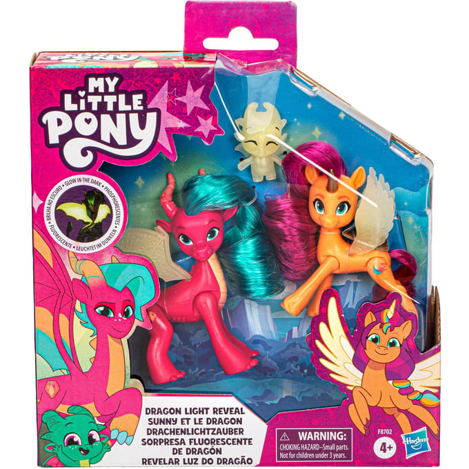 Hasbro My Little Pony draken speelgoed Dragon Light Reveal set 3 stuks.