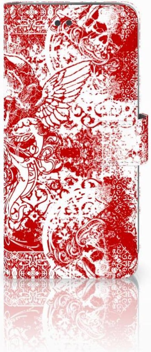 Telefoonhoesje met Naam Apple iPhone 7 Plus | 8 Plus Angel Skull Rood