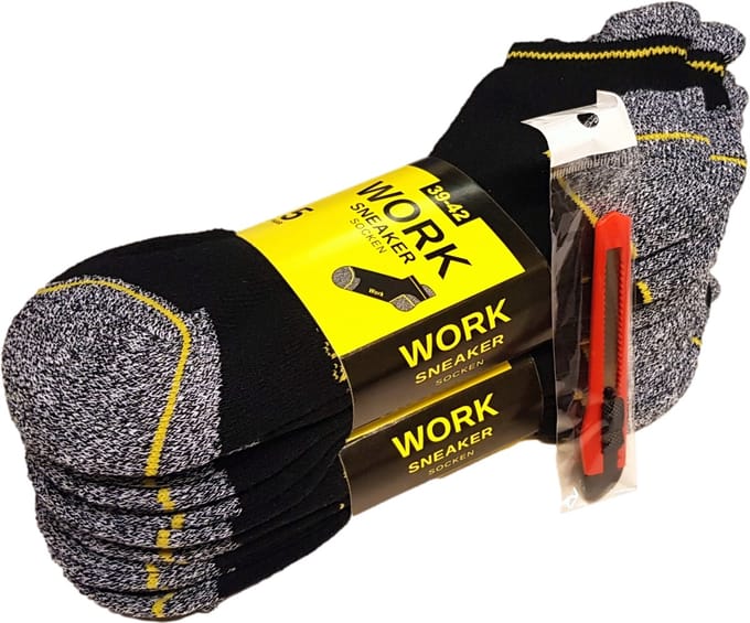 Work Sneaker Werksokken 10 Paar Maat 39/42 Inclusief Gratis Afbreekmes