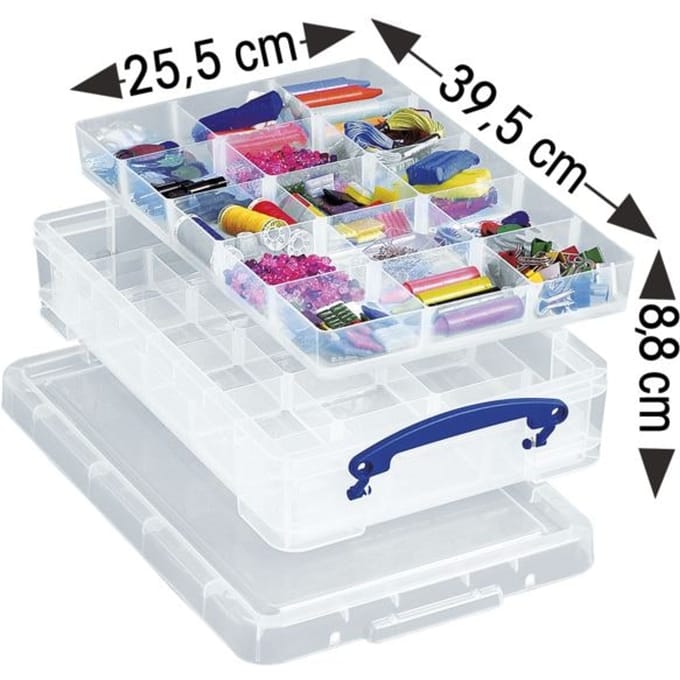 Opbergbox Really Useful 4 liter 30 vakken 395x255x88mm transparant wit