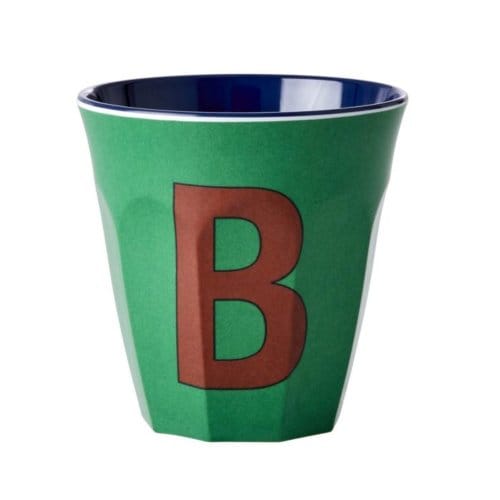 Rice melamine beker medium letter b forest green