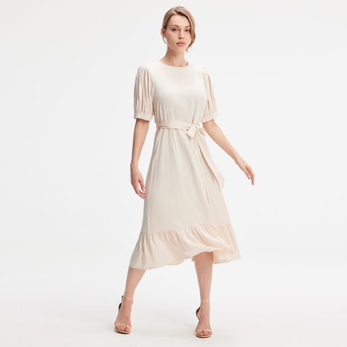 Viscose blouse-jurk met donzige zoom