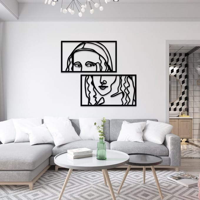 Metalen Wanddecoratie Mona Lisa – 3D Wandkunst – 70 x 40 cm