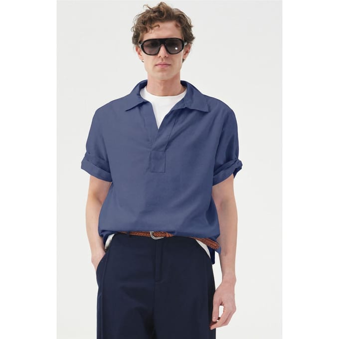 Heren Katoenen Poplin Korte Mouwen Shirt