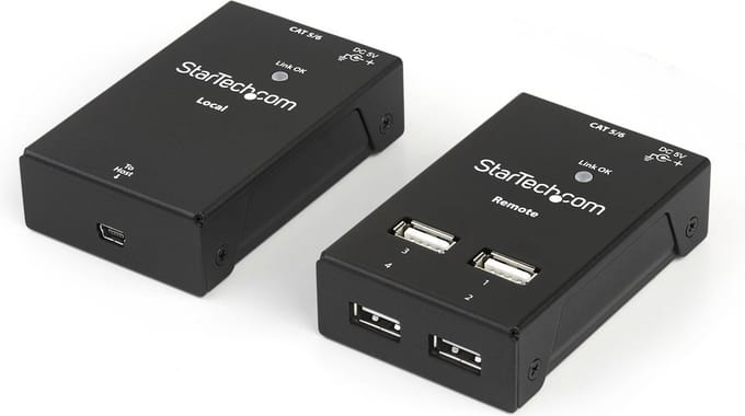 StarTech.com USB2004EXTV 4-Port USB 2.0-Over-Cat5-or-Cat6 Extender - 165ft (50m)