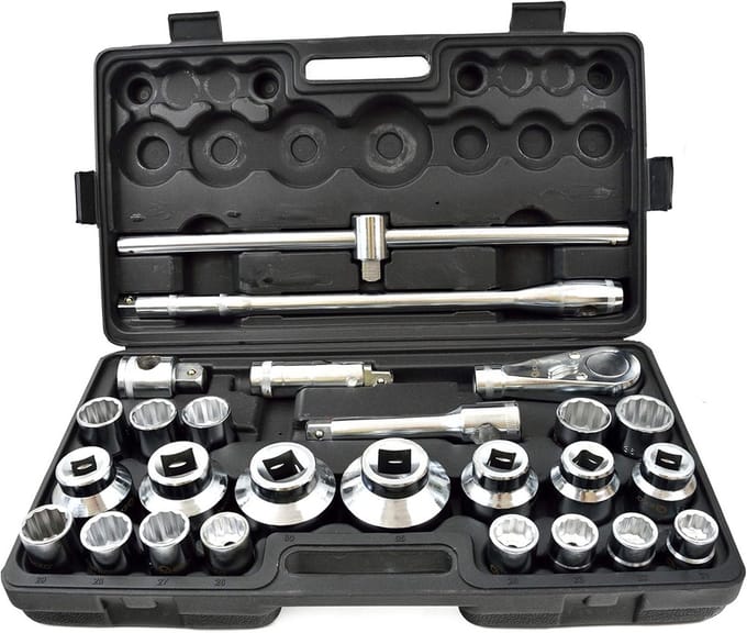 26-delige Bi-Hex Dopset Met Ratel en Adapter - Metrisch - 21-65mm