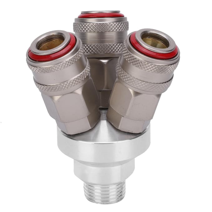 Connecteur 3 Voies Chromé Composant Pneumatique Acier au Carbone Filetage G1 2in Raccord Rapide