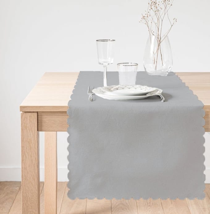 Velvet textiel Tafelloper 45x135cm - Effen grijs - Runner