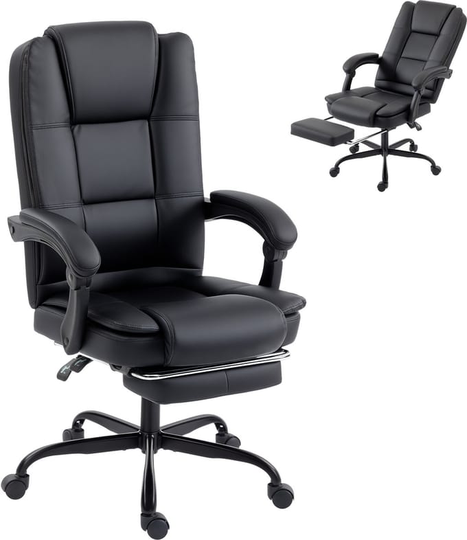 HOMCOM-bureaustoel-PU-65 x 67 x 122 cm-zwart