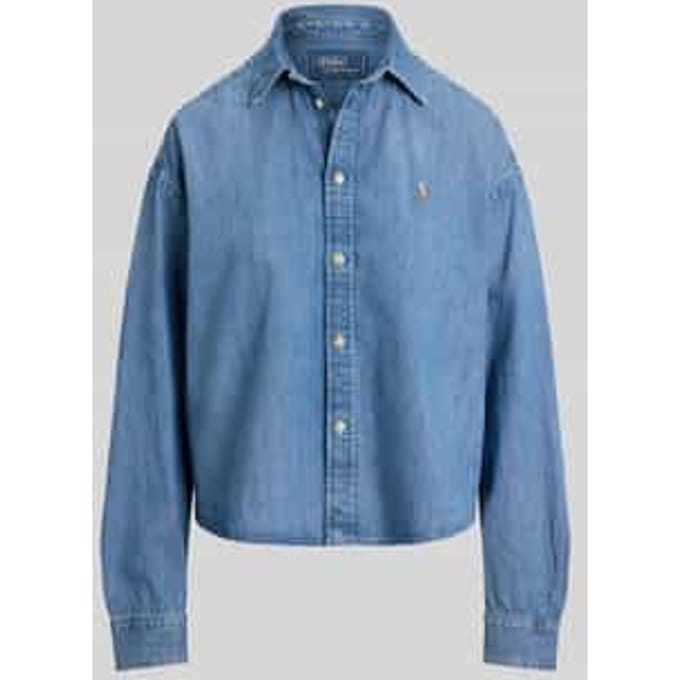 Relaxed fit jeansblouse van puur katoen