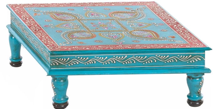 Salim-Accenttafel - Mangohout - Turquoise