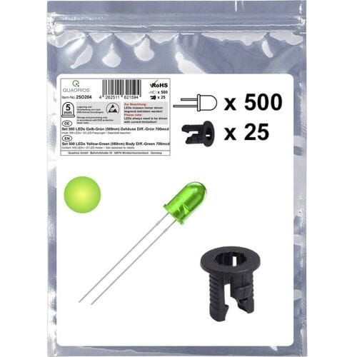 Quadrios 25O204 LED-assortiment Geel-groen Rond 5 mm 700 mcd 20 mA 2.0 V