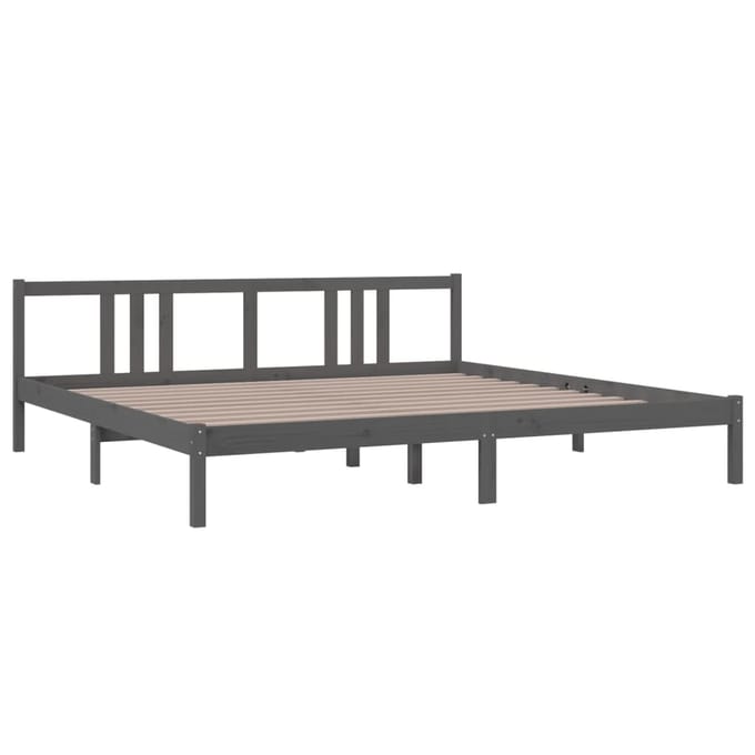 vidaXL - Bedframe - massief - hout - grijs - 200x200 - cm