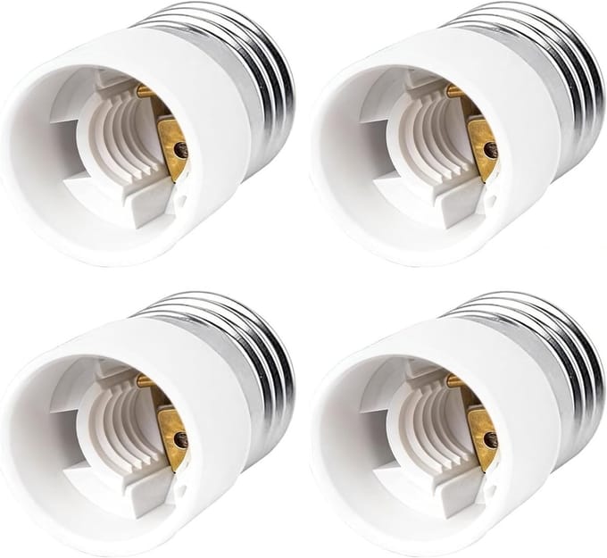 E27 naar E14 Adapter Set, 4 Stuks, Geschikt voor LED Lampen, Warmtebestendig en Modern Ontwerp, Ideaal voor Binnengebruik
