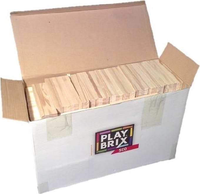 PlayBrix Houten bouwplankjes - 500 stuks in doos - Educatief speelgoed