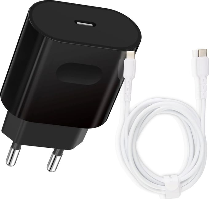 Usb C Adapter 30w + Versterkte usb-C naar usb c Kabel - 2 Meter - GaN - Snel Oplader - UsbC Snellader