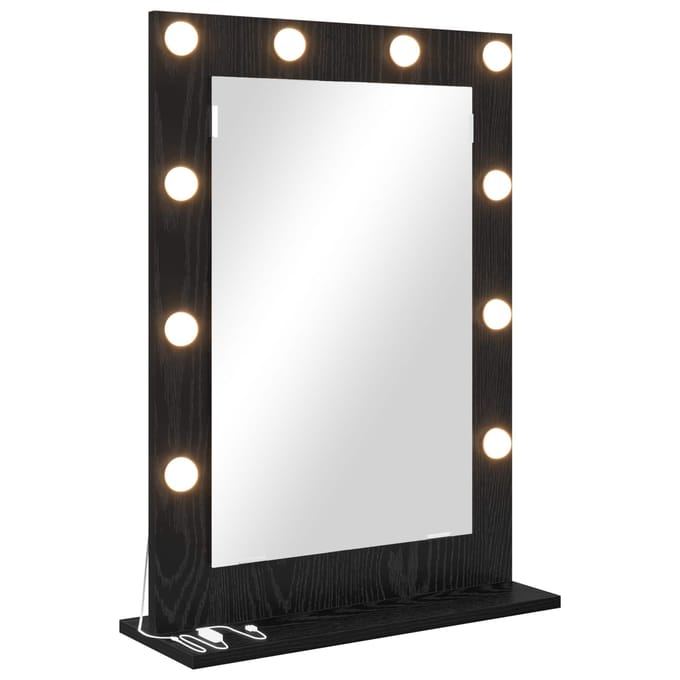 vidaXL - Make-up - Spiegel - Zwart - Eiken - 70 - x - 50 - x - 18 - cm - Rechthoekig