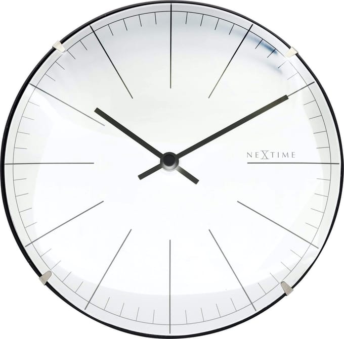 NeXtime Big Stripe Mini Dome – Wandklok/Tafelklok – 20 cm – Glas – Wit