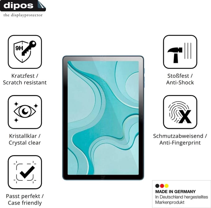 dipos – 2x Pantserfolie geschikt voor Logicom Tab Fold 10 | 9H Screenprotector