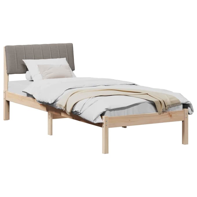 vidaXL - Bedframe - Bruin - en - taupe - 75 - x - 190 - cm - Massief - grenenhout