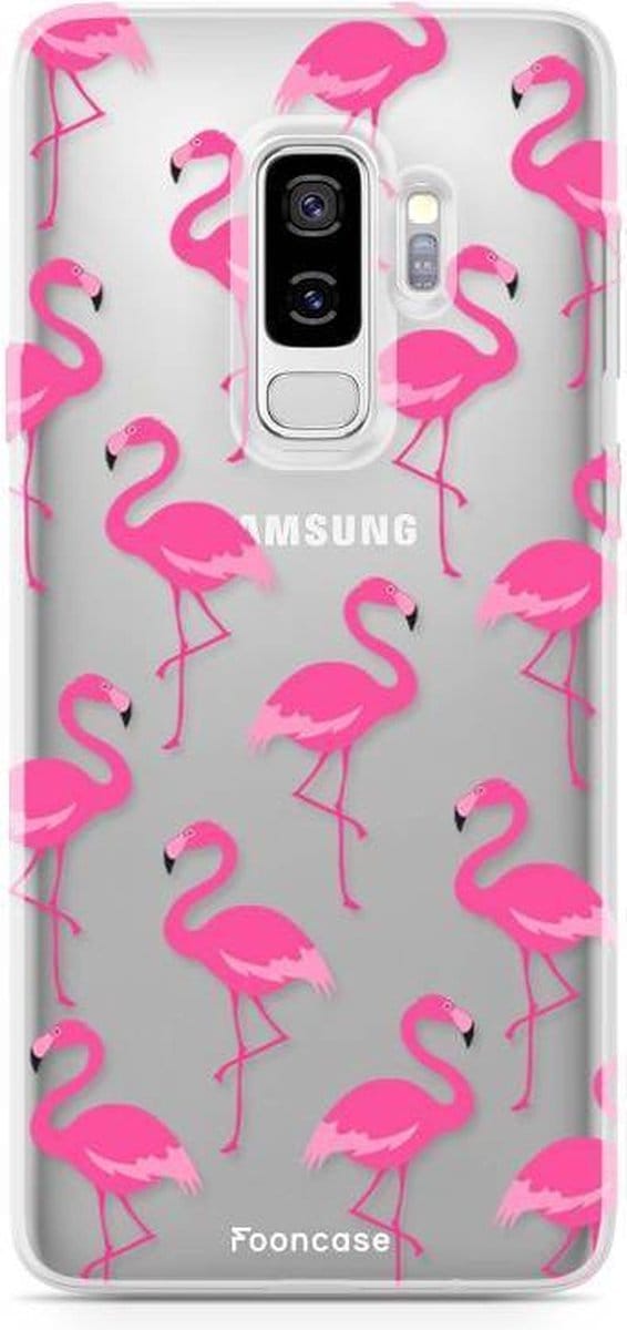 Fooncase Hoesje Geschikt voor Samsung Galaxy S9 Plus - Shockproof Case - Back Cover / Soft Case - Flamingo