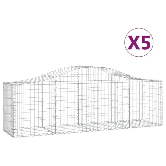 vidaXL - Schanskorven - 5 - st - gewelfd - 200x50x60/80 - cm - gegalvaniseerd - ijzer