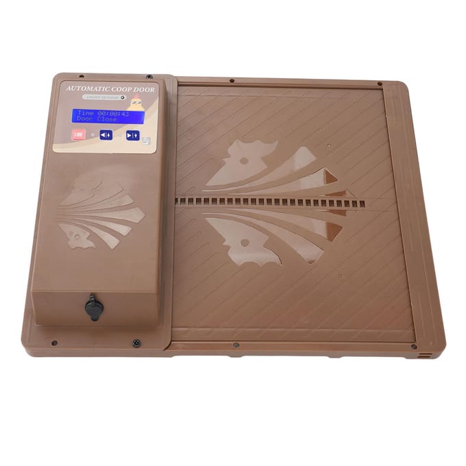 Automatische USB Kippenhokdeur 3 in 1 Lichtsensor Afstandsbediening Timing Kippenhokdeuropener bruin