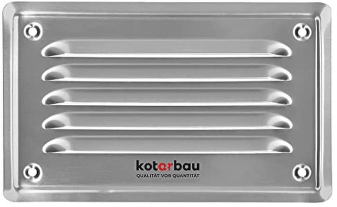 Ventilatierooster voor open haard, 165 x 100 mm, roestvrij staal met insectengaas