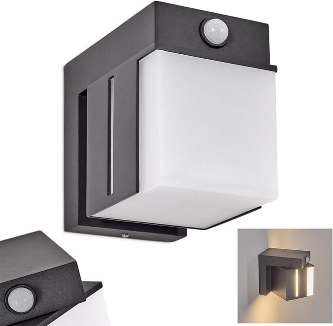 Moderne LED Buitenwandlamp met Bewegingsmelder | Antraciet & Wit | IP54
