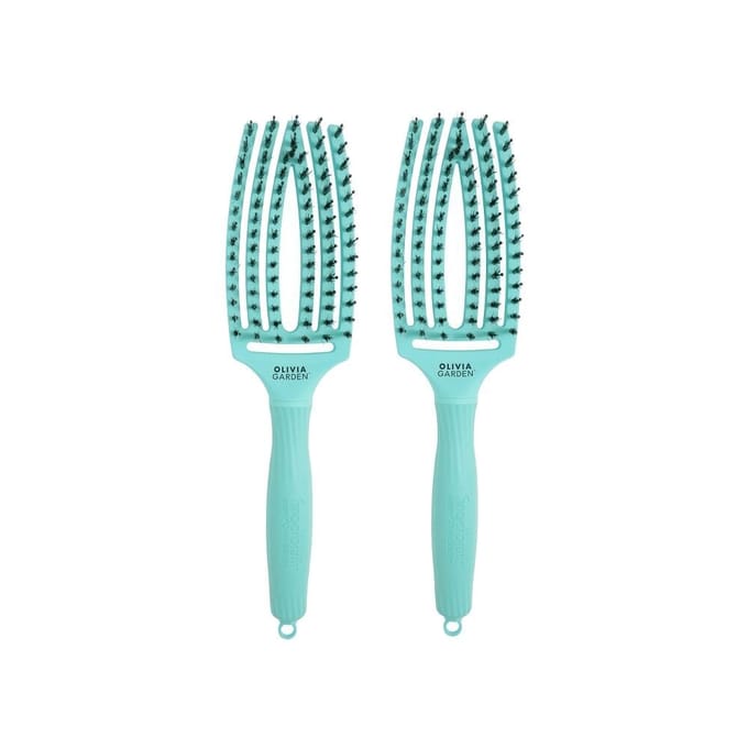 2x Olivia Garden Fingerbrush Care Iconic Boar&Nylon Mint Medium
