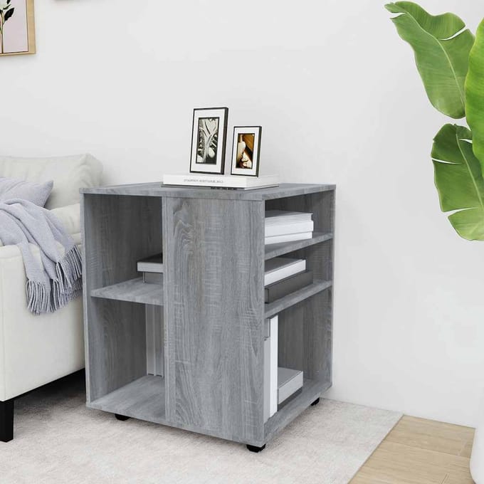 vidaXL - Rolkast - 60x53x72 - cm - bewerkt - hout - grijs - sonoma - eiken
