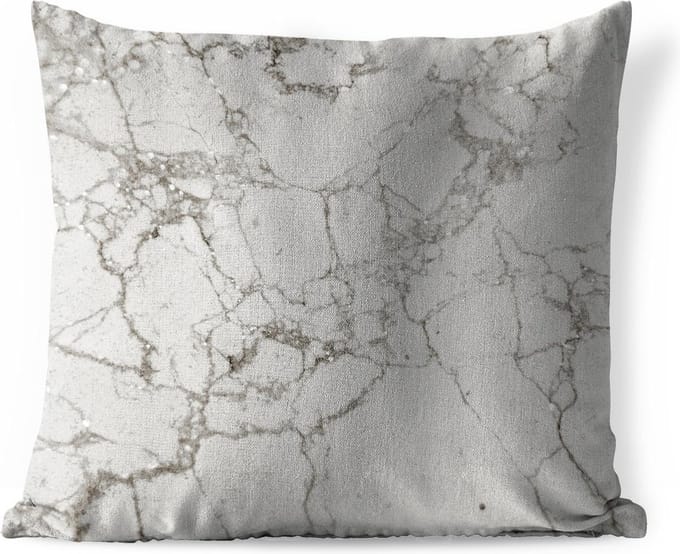 Sierkussen Buiten - Marmer - Patronen - Grijs - 60x60 cm - Weerbestendig