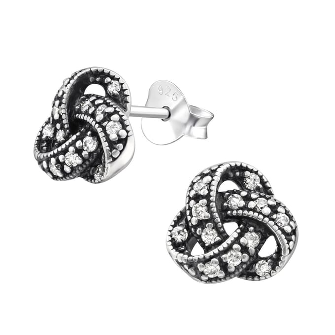 Montebello Oorbellen Ansie - 925 Zilver Geoxideerd - Knopje - ∅8mm